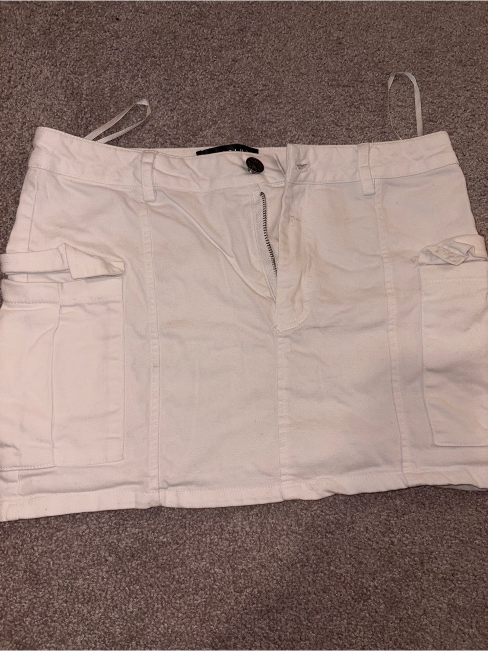 White Cargo Mini Skirt with Utility Pockets